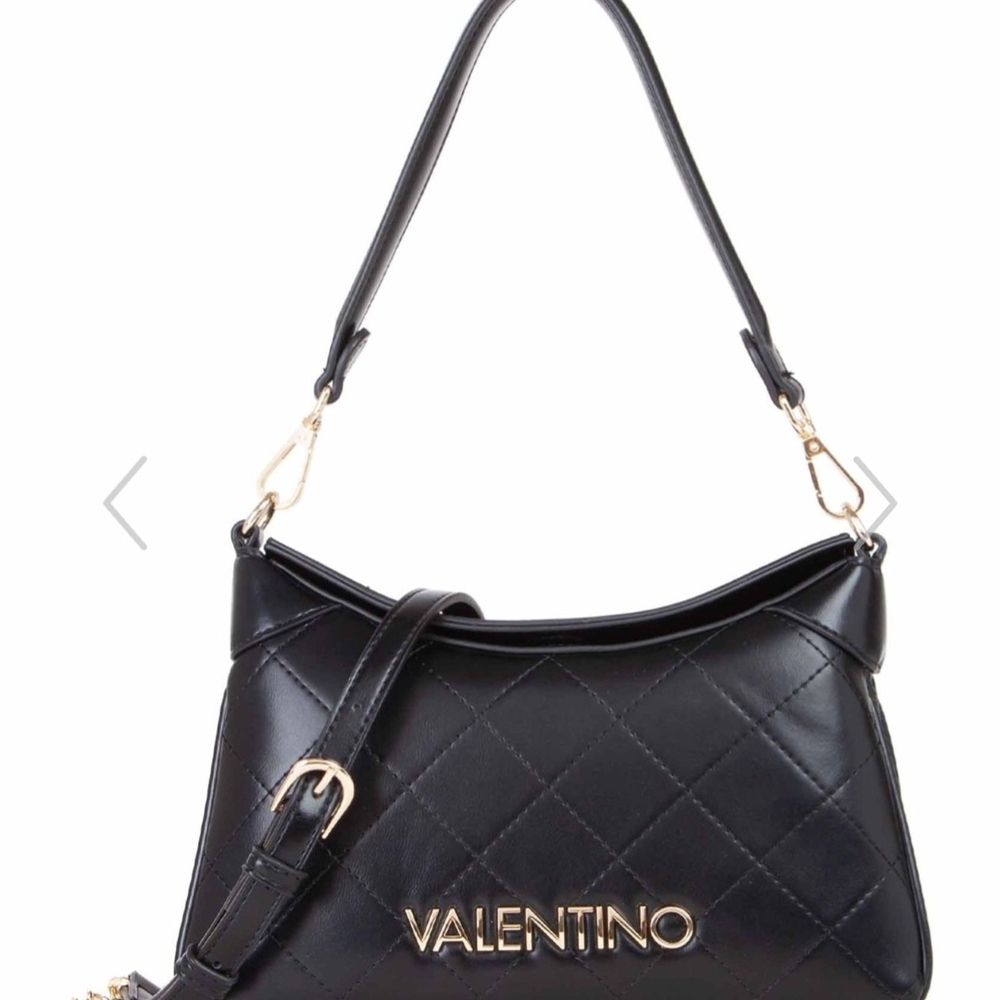 Valentino By Mario Valentino Black and Gold Shoulder Bag with Chain Strap